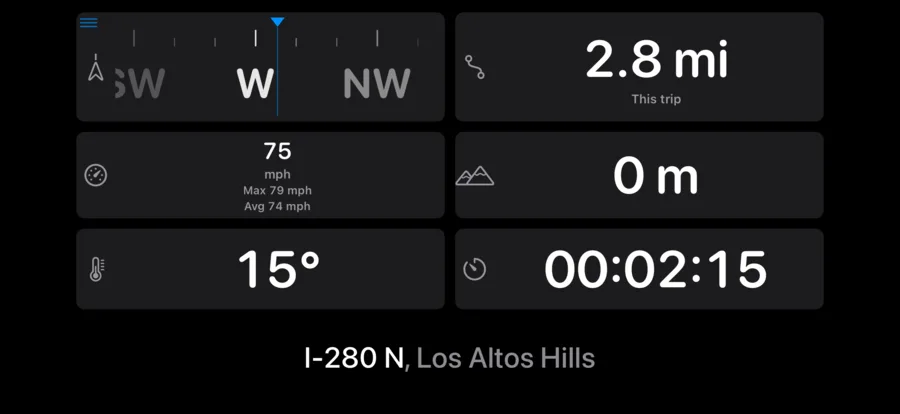 Car Driver Dash landscape dashboard in the Dark theme