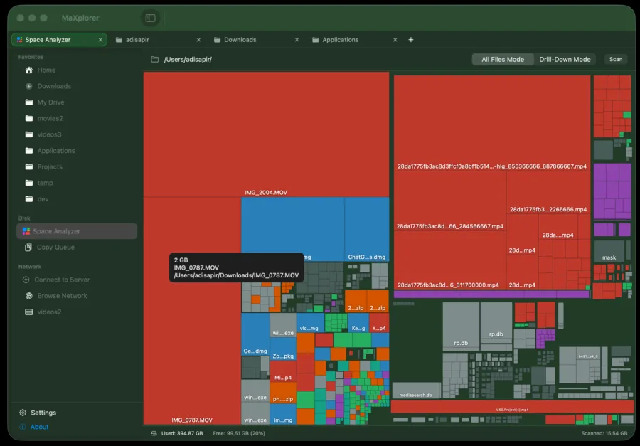 MaXplorer built-in Space Analyzer treemap